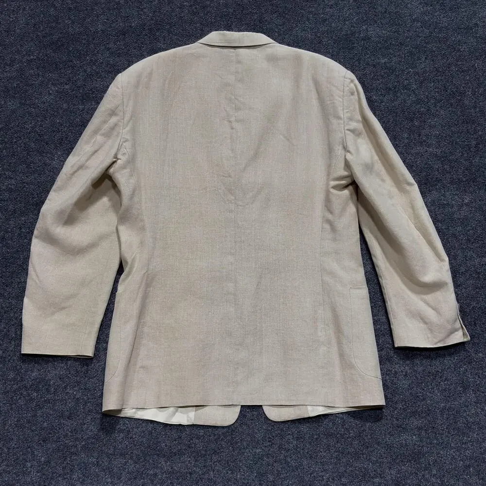 Tommy Hilfiger Blazer Mens Large Beige Linen Blend Tailored USA Classic Jacket